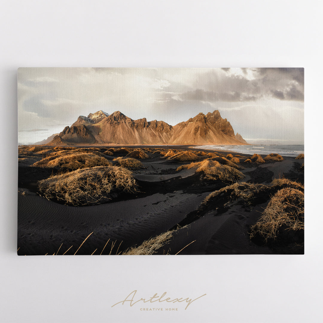 Vestrahorn Mountains and Stokksnes Beach Southern Iceland Canvas Print ArtLexy   