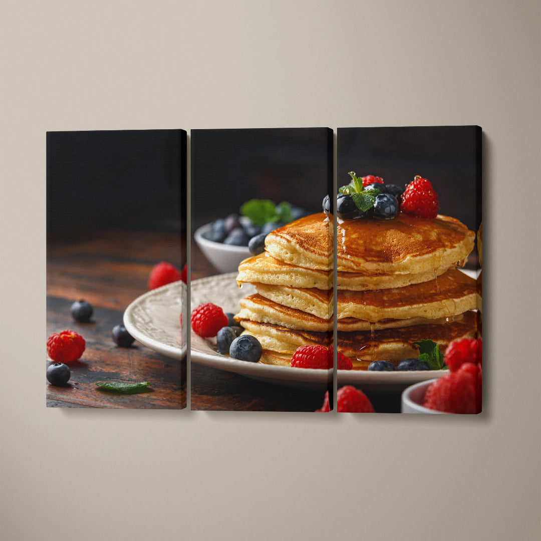 American Pancakes Canvas Print ArtLexy 3 Panels 36"x24" inches 