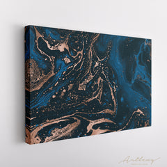 Abstract Blue and Bronze Liquid Marble Canvas Print ArtLexy   