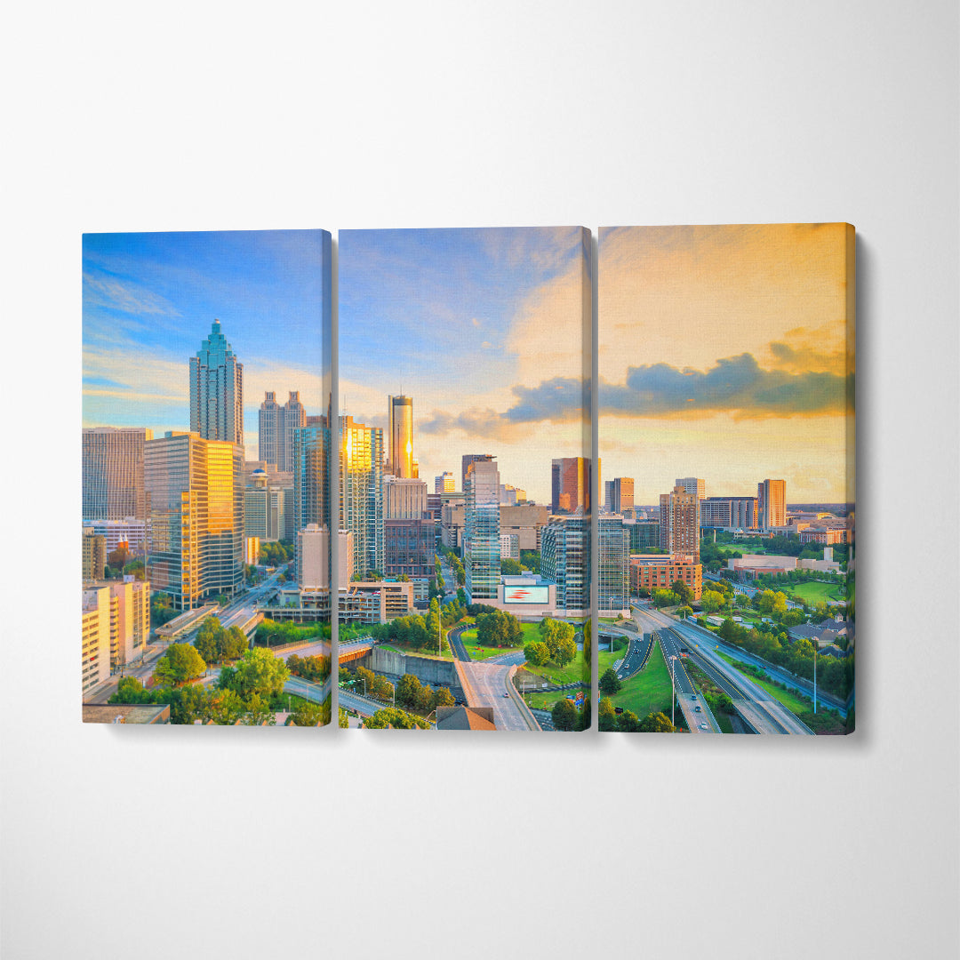 Atlanta City Georgia USA Canvas Print ArtLexy 3 Panels 36"x24" inches 