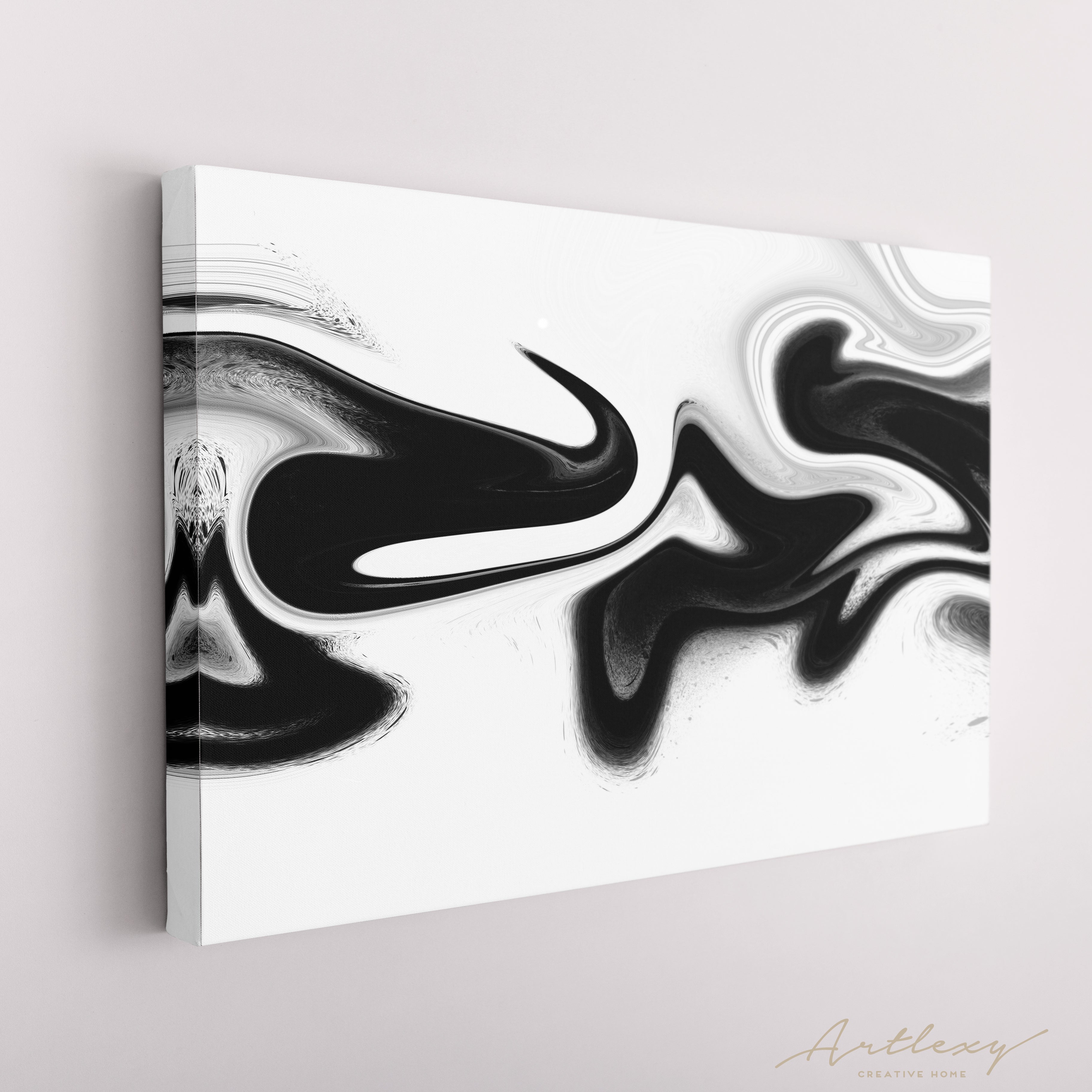 Abstract Black and White Swirls Canvas Print ArtLexy   