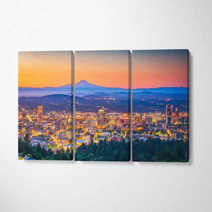 Portland Skyline USA Canvas Print ArtLexy 3 Panels 36"x24" inches 