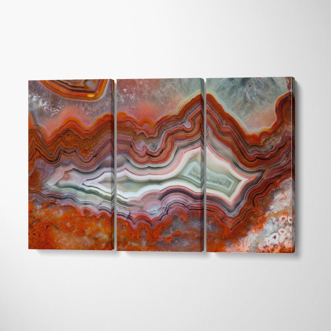 Crazy Lace Agate Canvas Print ArtLexy 3 Panels 36"x24" inches 