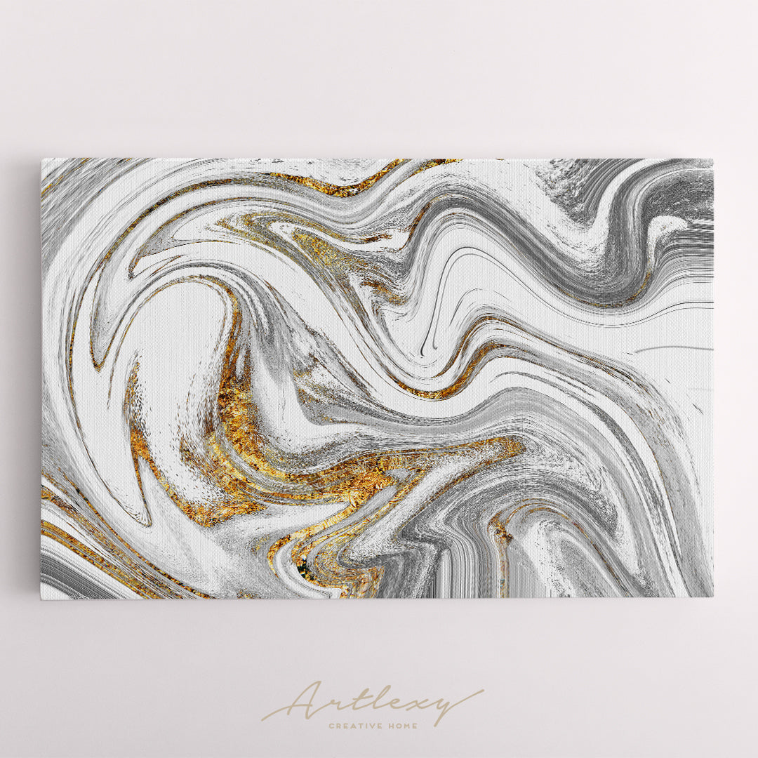 Silver Fluid Marbling Pattern Canvas Print ArtLexy   