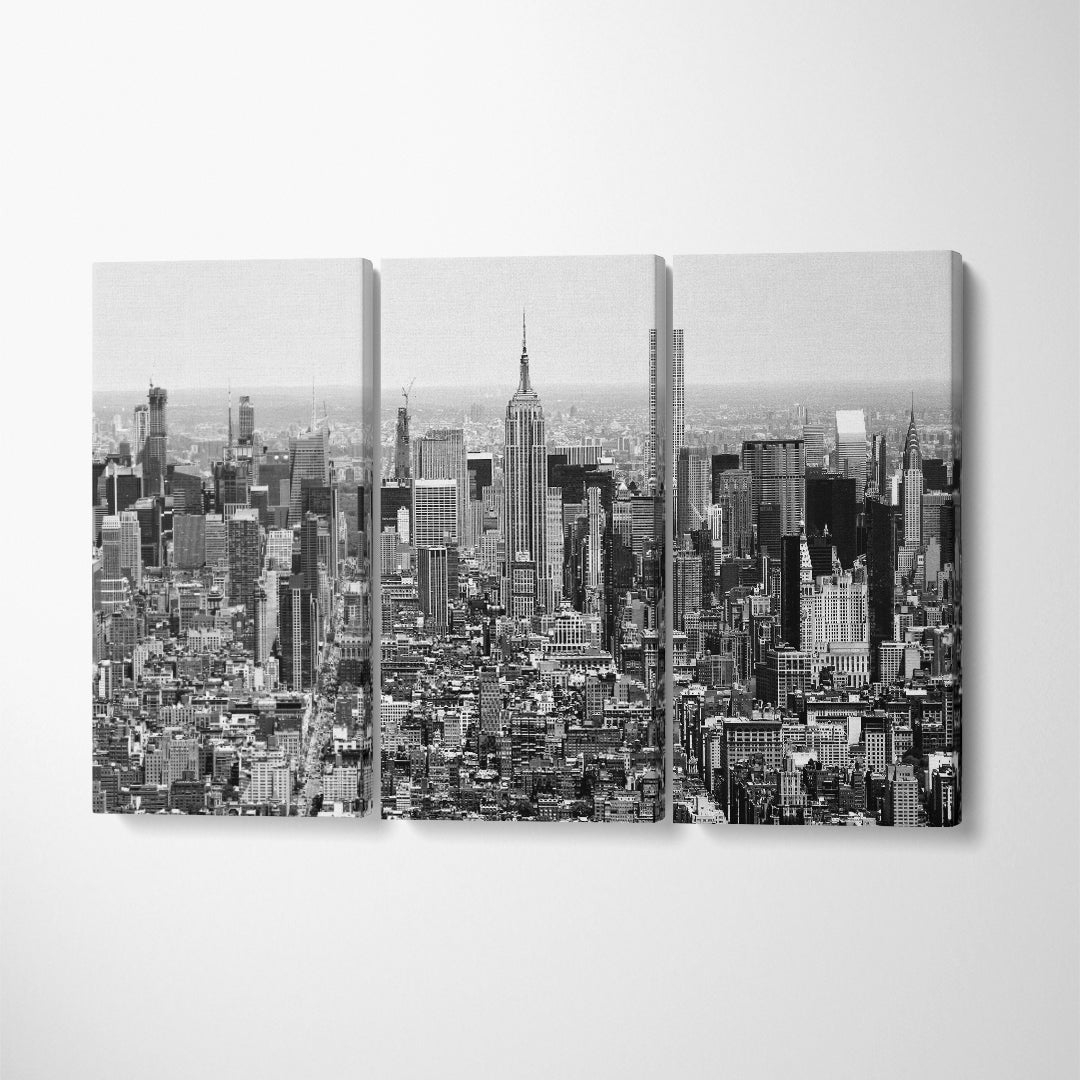 Top view New York Cityscape in Black And White Canvas Print ArtLexy   