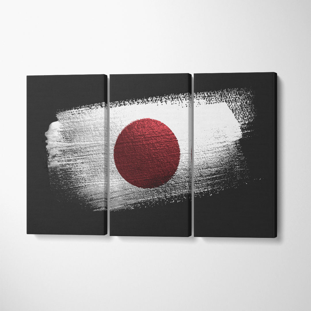Japanese Flag Canvas Print ArtLexy 3 Panels 36"x24" inches 