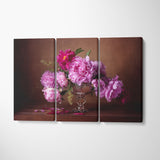 Still Life Pink Peonies Canvas Print ArtLexy 3 Panels 36"x24" inches 