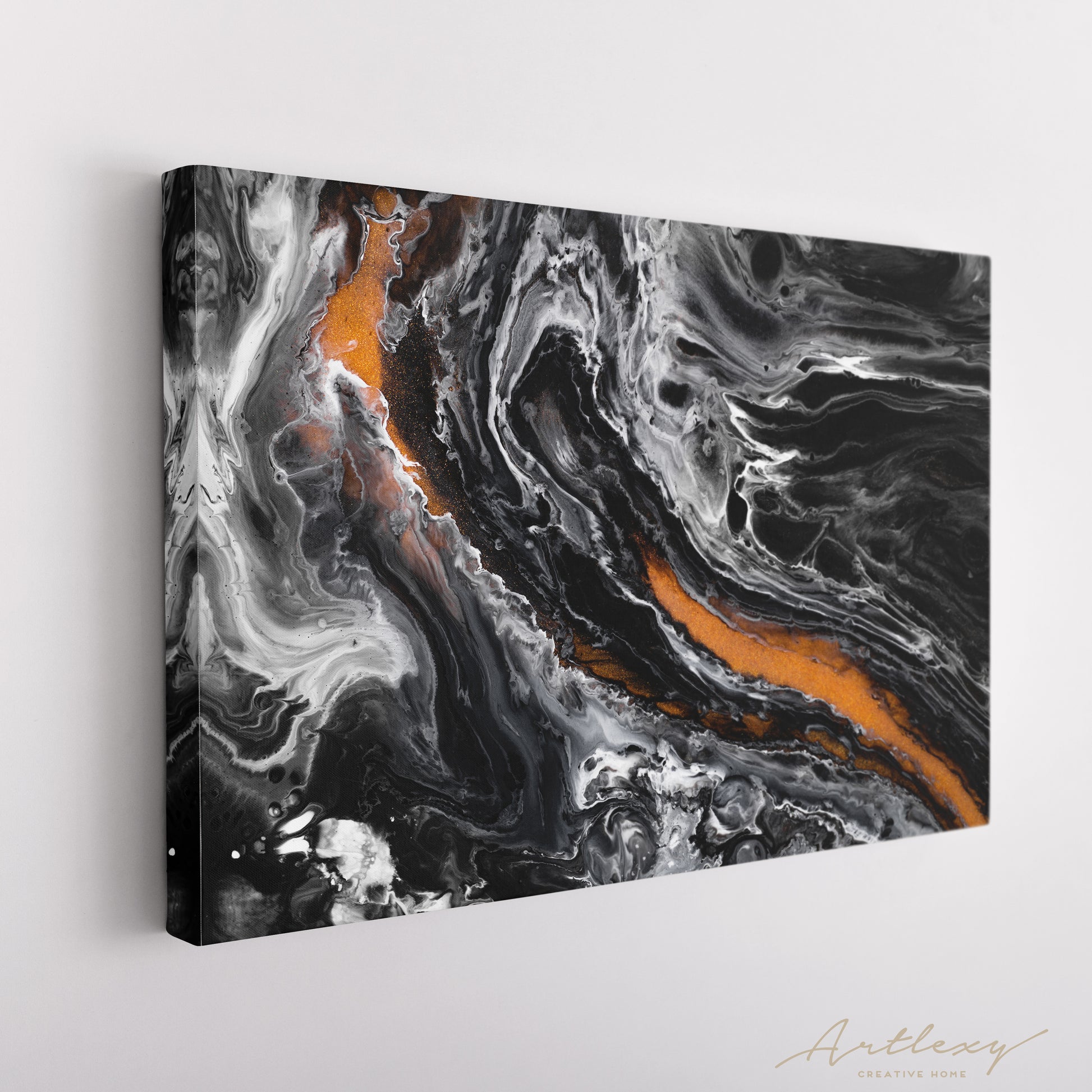Abstract Liquid Acrylic Black Pattern Canvas Print ArtLexy   