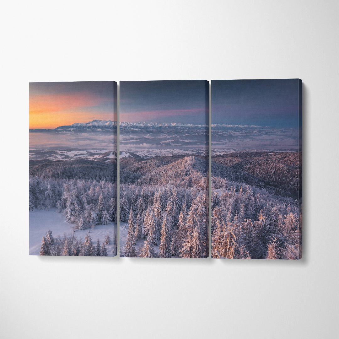 Beautiful Winter Landscape Canvas Print ArtLexy 3 Panels 36"x24" inches 
