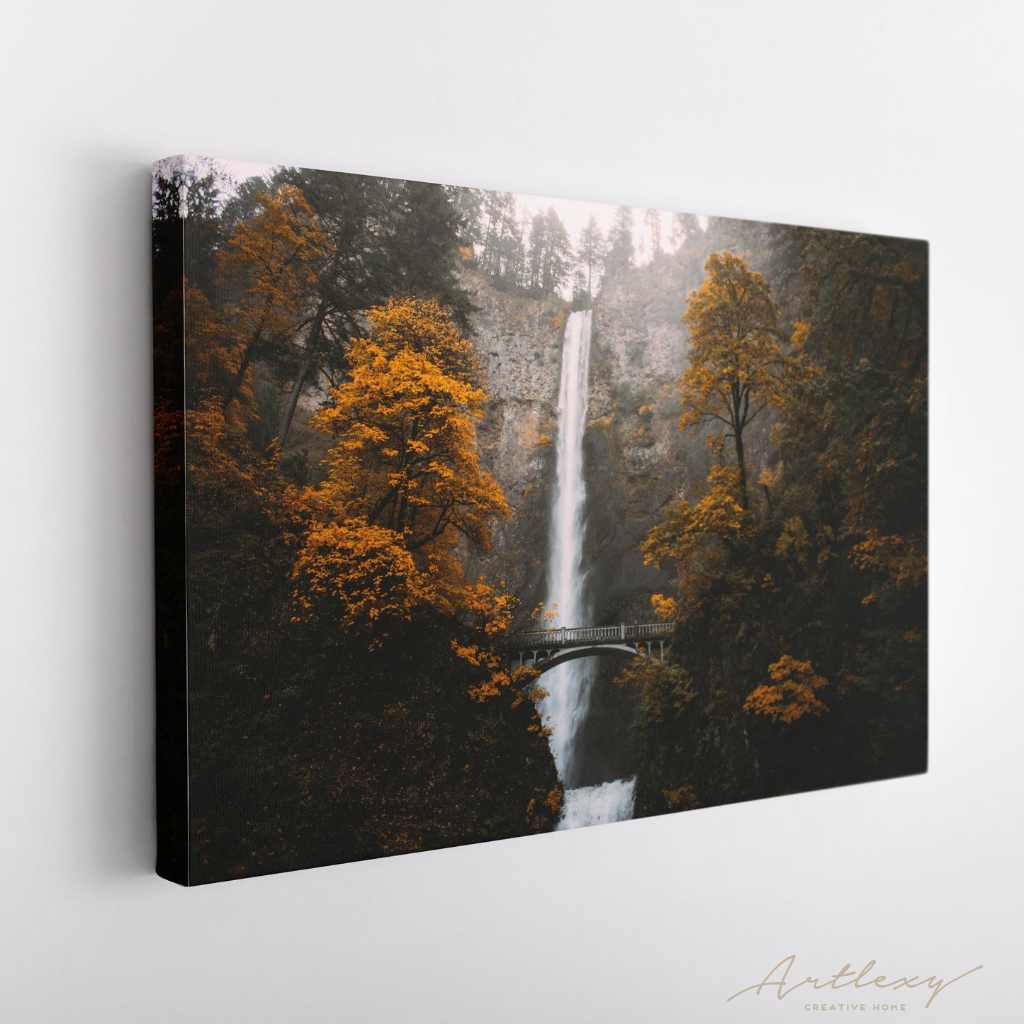 Multnomah Falls in Autumn Oregon Canvas Print ArtLexy   