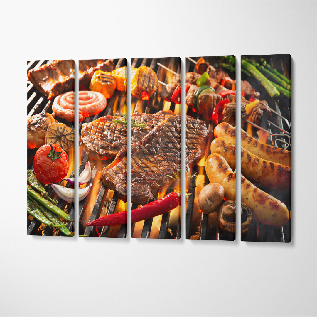 Assorted Grilled Meat Canvas Print ArtLexy 5 Panels 36"x24" inches 