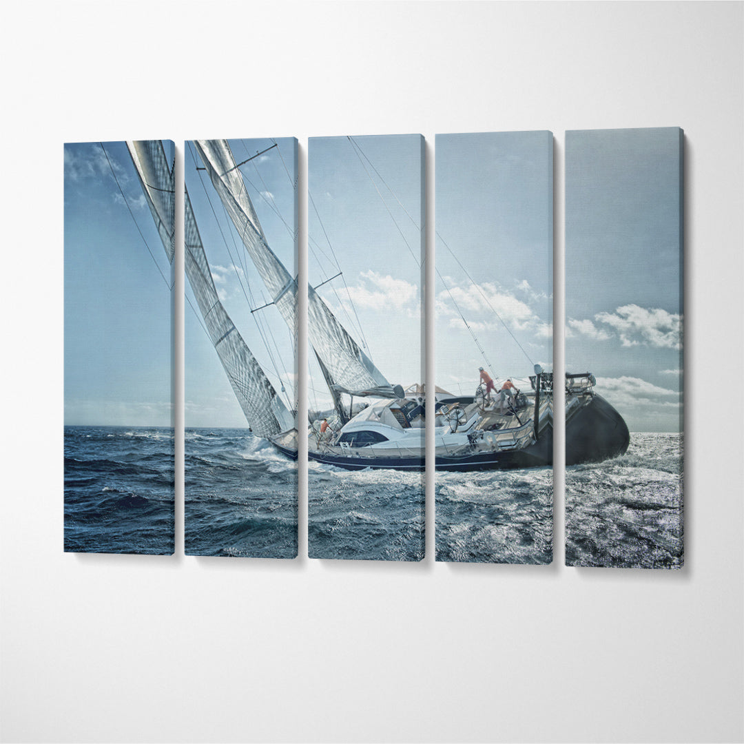 Sailing Yacht Race Canvas Print ArtLexy 5 Panels 36"x24" inches 