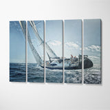 Sailing Yacht Race Canvas Print ArtLexy 5 Panels 36"x24" inches 