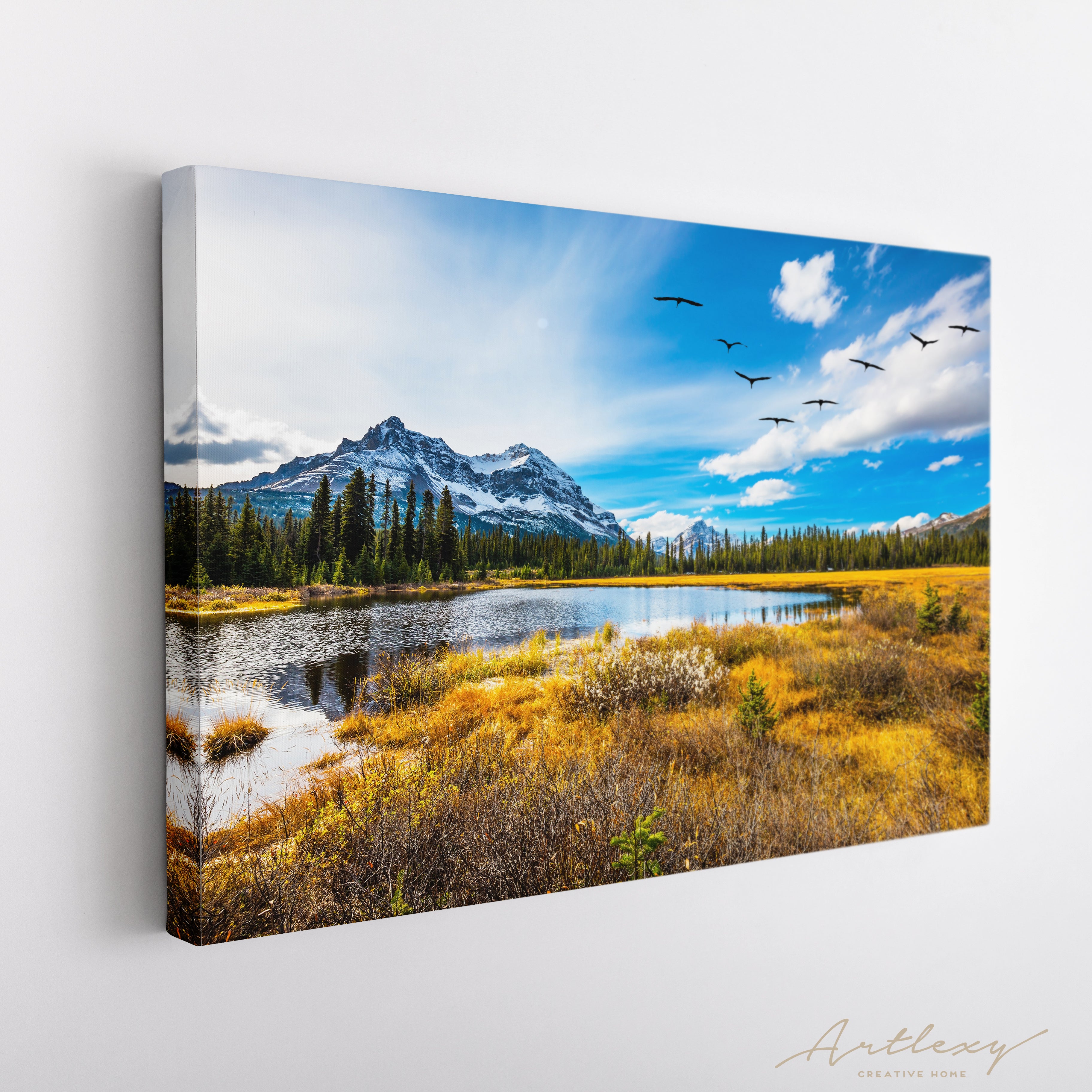 Autumn Valley in Canadian Rockies Landscape Canvas Print ArtLexy   