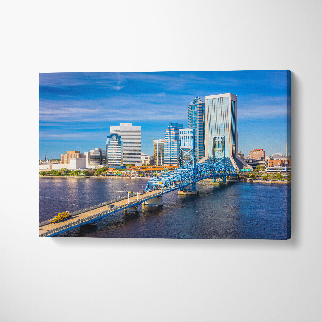 Jacksonville Skyline Florida USA Canvas Print ArtLexy 1 Panel 24"x16" inches 