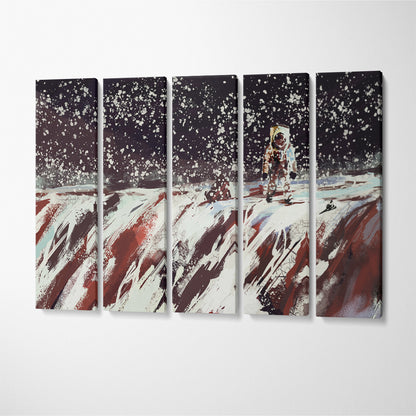 Astronaut on Planet Canvas Print ArtLexy 5 Panels 36"x24" inches 