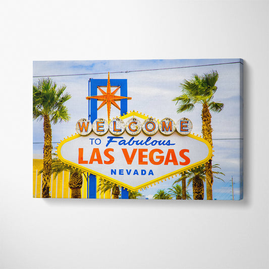 Welcome to Fabulous Las Vegas Sign Canvas Print ArtLexy 1 Panel 24"x16" inches 