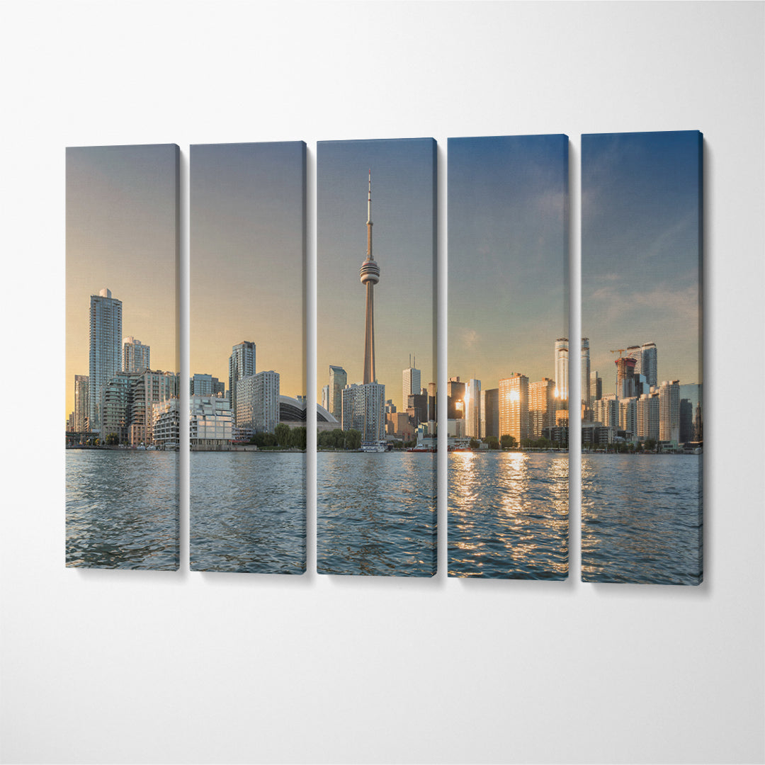 Toronto Skyline Ontario Canada Canvas Print ArtLexy 5 Panels 36"x24" inches 