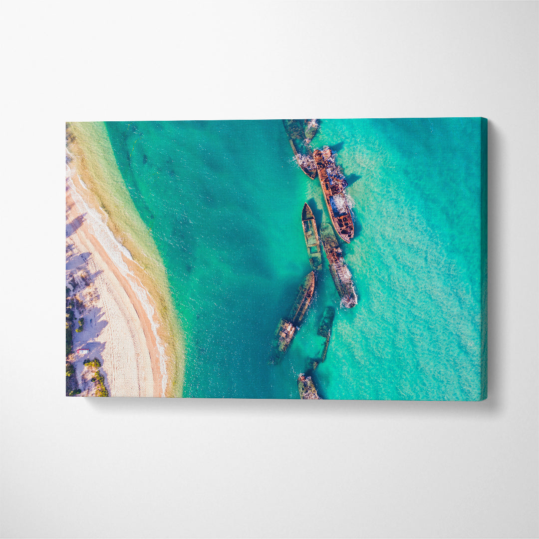 Tangalooma Shipwrecks off Moreton Island Canvas Print ArtLexy 1 Panel 24"x16" inches 