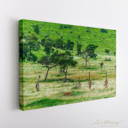 Giraffe On Savanna Landscape Canvas Print ArtLexy   
