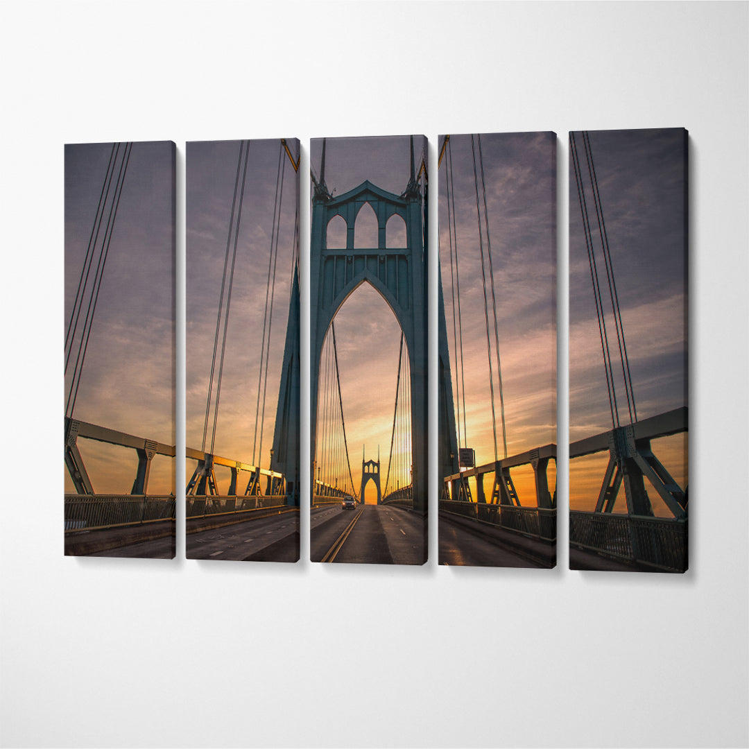 St Johns Bridge Portland Oregon Canvas Print ArtLexy 5 Panels 36"x24" inches 