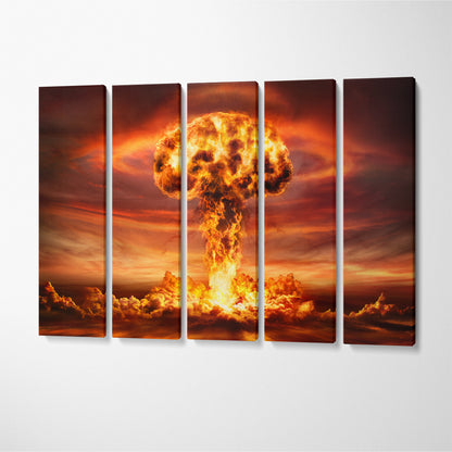 Nuclear Bombs Create Mushroom Clouds Canvas Print ArtLexy 5 Panels 36"x24" inches 