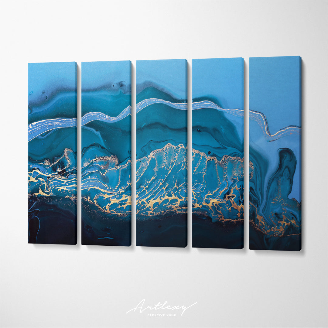 Abstract Ocean with Gold Waves Canvas Print ArtLexy   