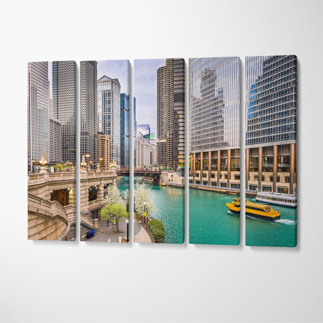 Chicago Illinois Canvas Print ArtLexy 5 Panels 36"x24" inches 