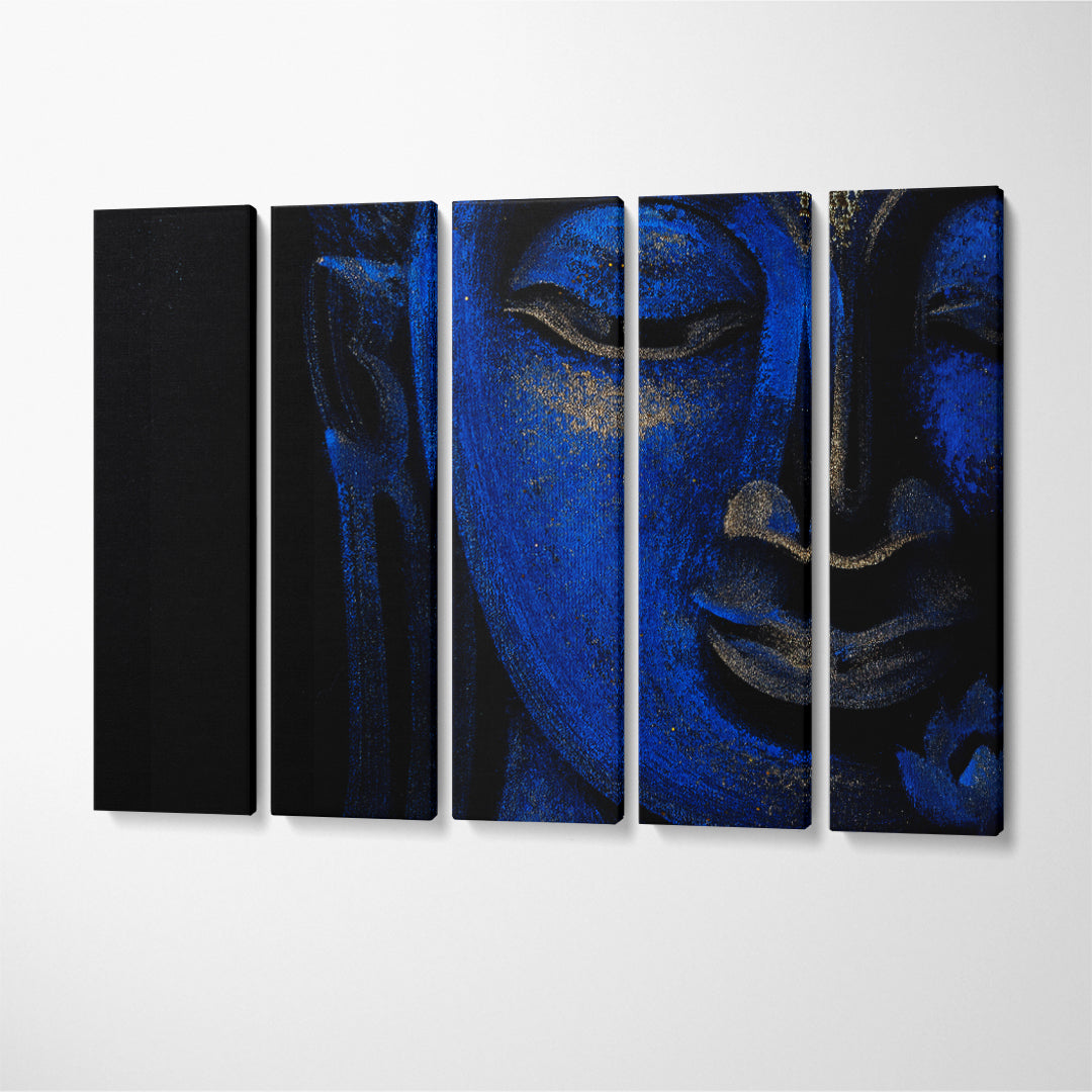 Buddha Blue Face Canvas Print ArtLexy 5 Panels 36"x24" inches 
