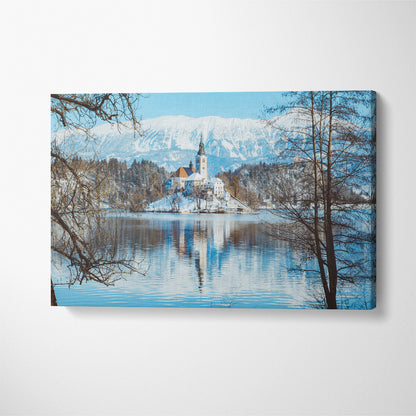 Lake Bled and Bled Island Slovenia Canvas Print ArtLexy 1 Panel 24"x16" inches 