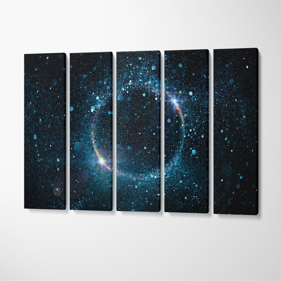 Abstract Shiny Planet in Space Canvas Print ArtLexy 5 Panels 36"x24" inches 