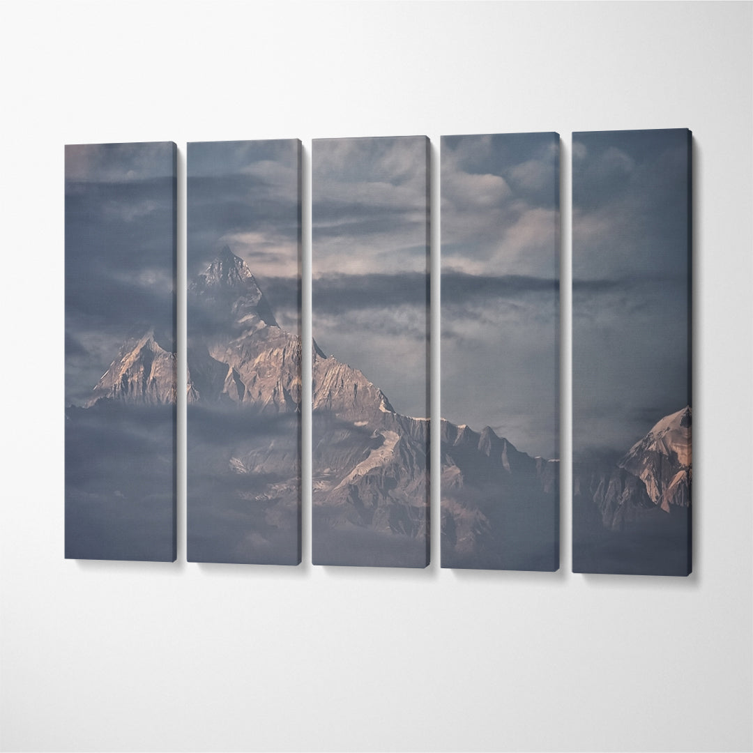 Machapuchare Mountain Nepal Himalaya Canvas Print ArtLexy 5 Panels 36"x24" inches 