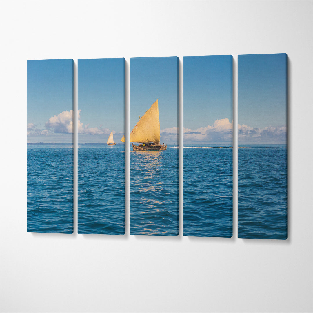 Madagascar Traditional Fishing Boat Canvas Print ArtLexy 5 Panels 36"x24" inches 