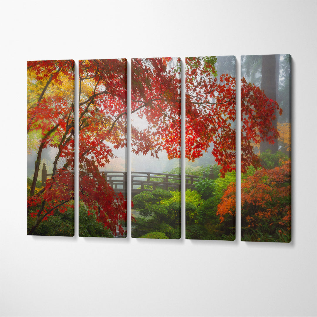 Moon Bridge in Portland Japanese Garden Canvas Print ArtLexy 5 Panels 36"x24" inches 