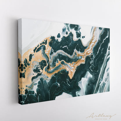 Liquid Green Abstract Wavy Marble Canvas Print ArtLexy   