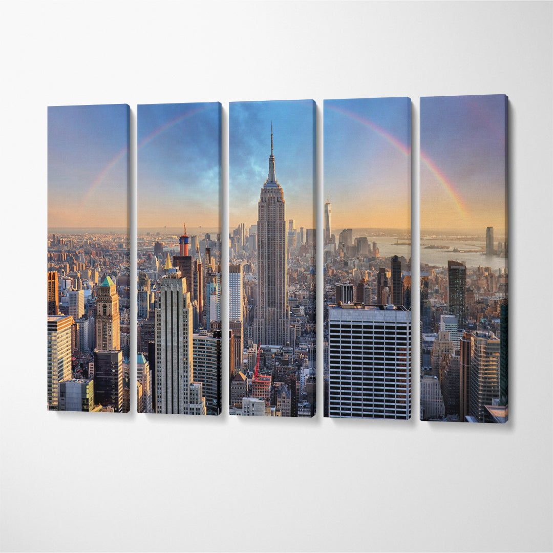 New York City Skyline with Skyscrapers Canvas Print ArtLexy 5 Panels 36"x24" inches 