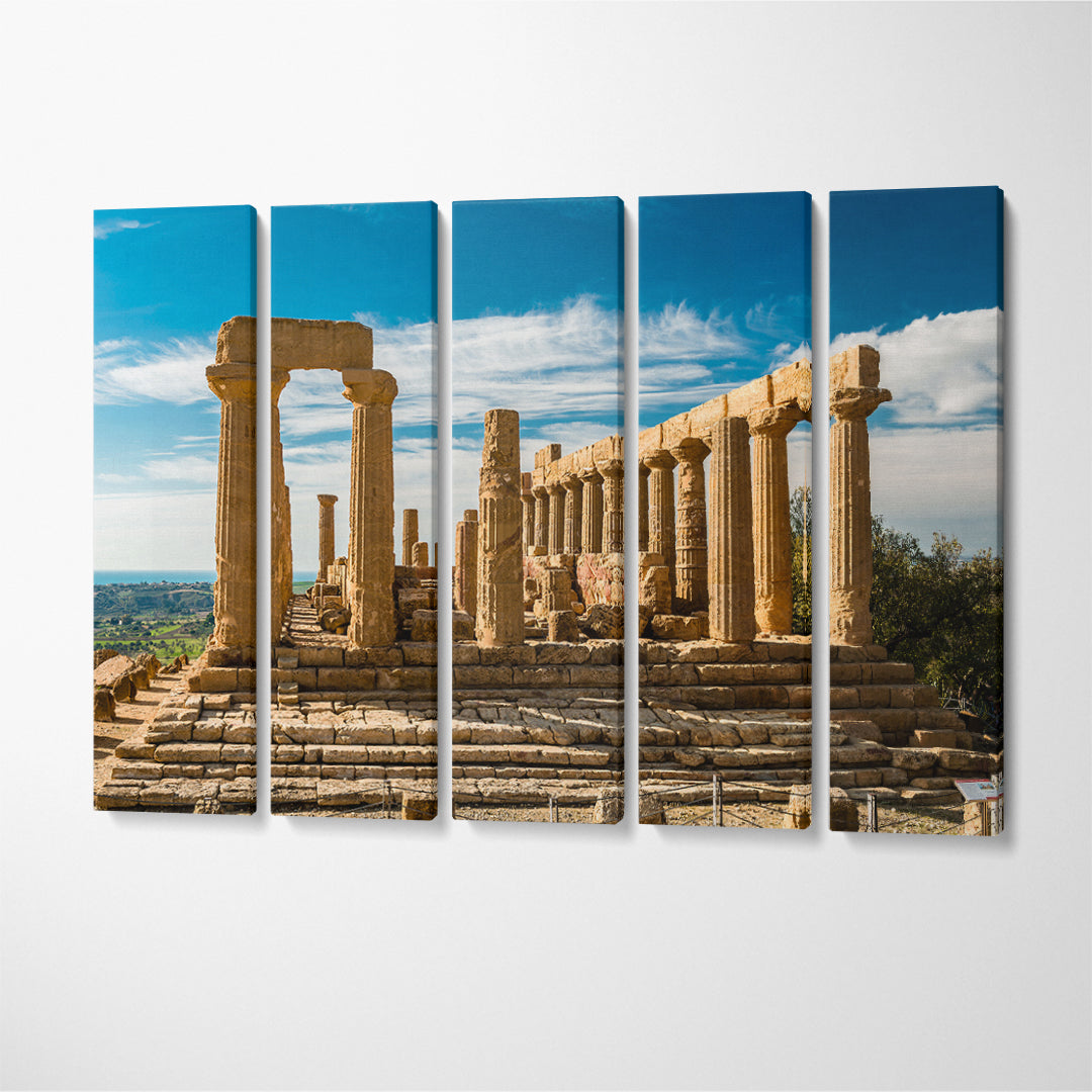 Temple of Juno Ruins Akragas Sicily Italy Canvas Print ArtLexy 5 Panels 36"x24" inches 
