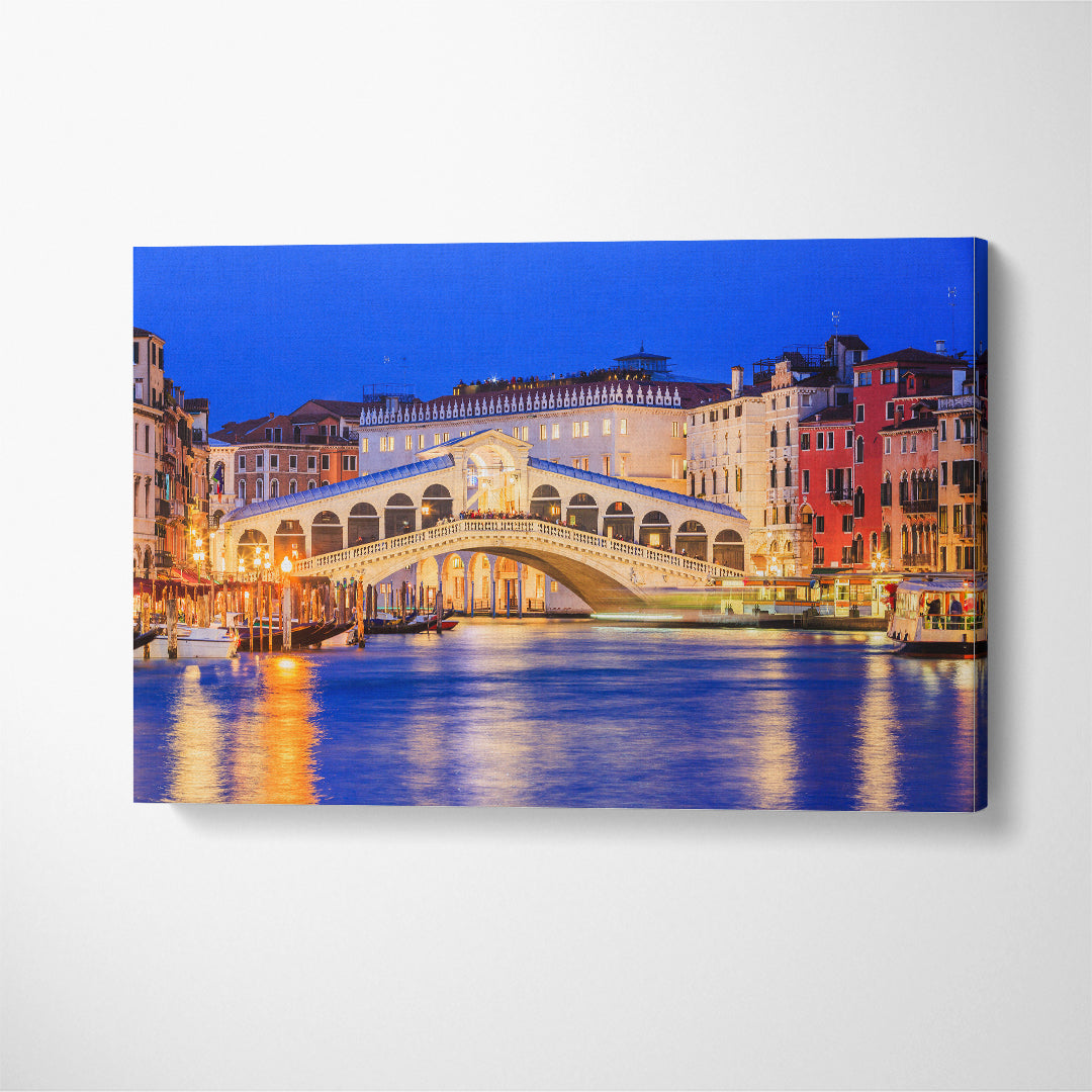 Rialto Bridge and Grand Canal Venice Italy Canvas Print ArtLexy 1 Panel 24"x16" inches 