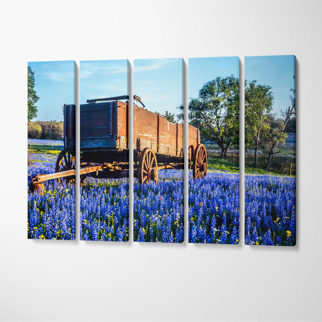 Bluebonnets Field Texas Hill Country Canvas Print ArtLexy 5 Panels 36"x24" inches 