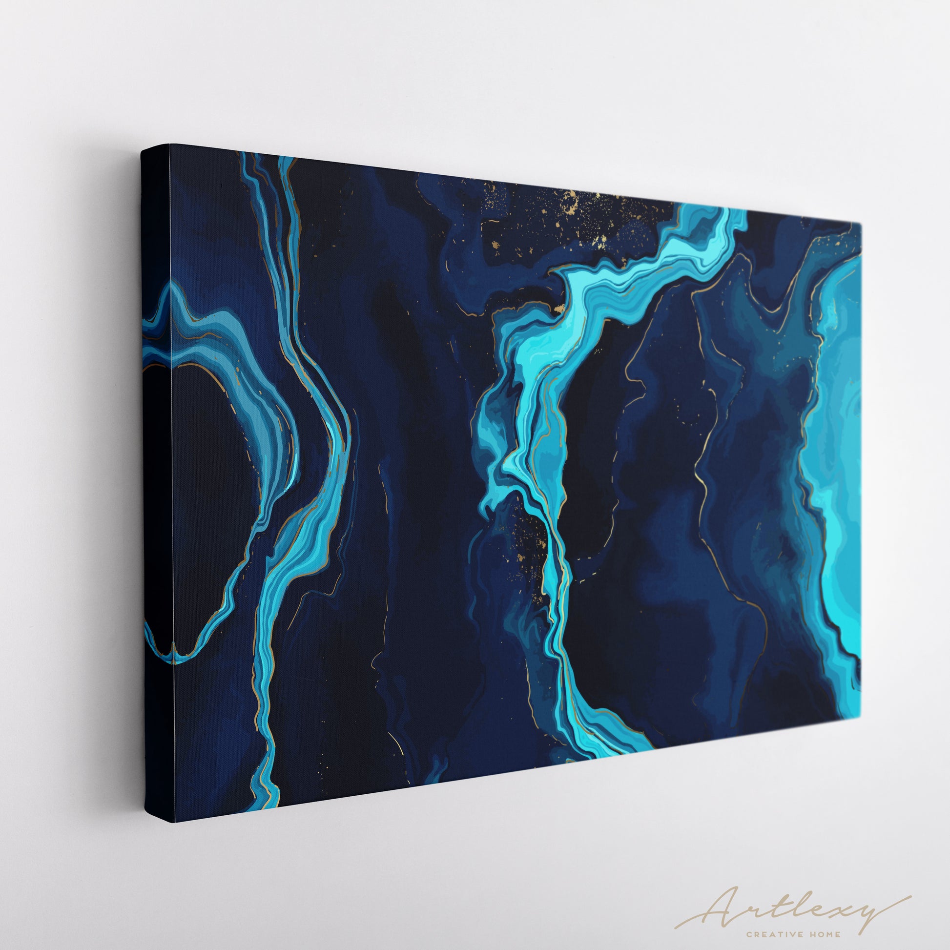 Blue Marble Ocean Swirls Canvas Print ArtLexy   