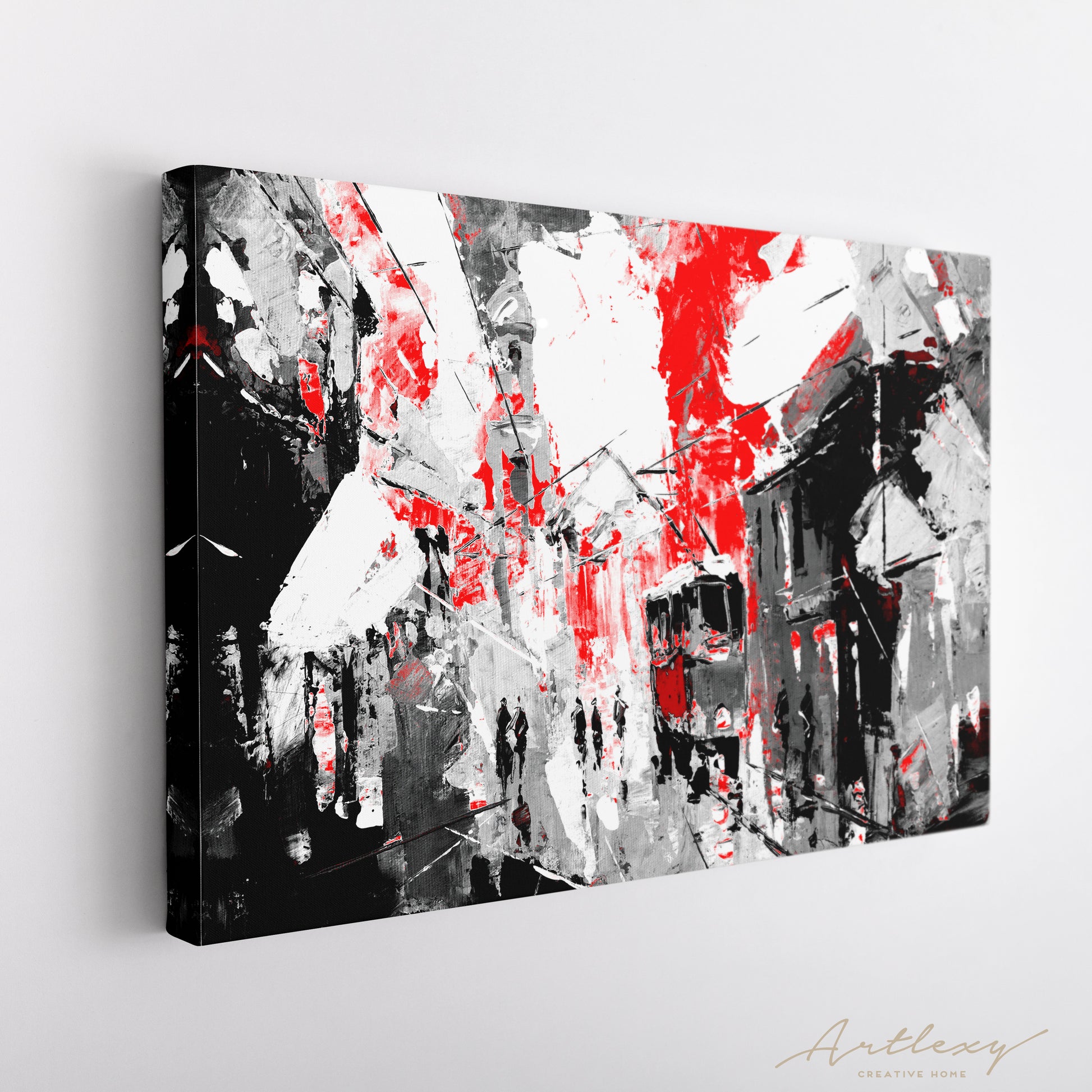 Black and Red Cubism Abstract Painting Canvas Print ArtLexy   