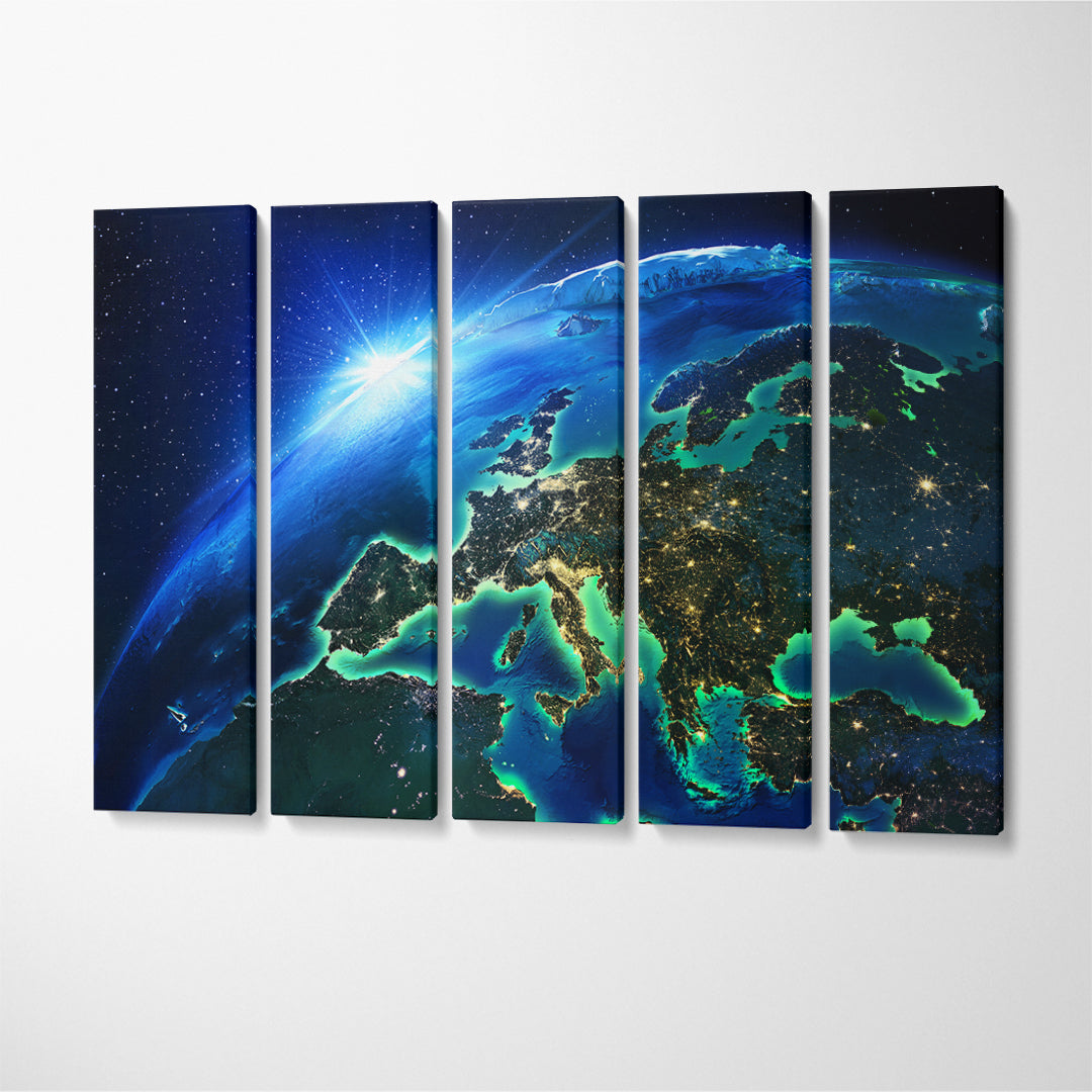 Planet Earth Canvas Print ArtLexy 5 Panels 36"x24" inches 