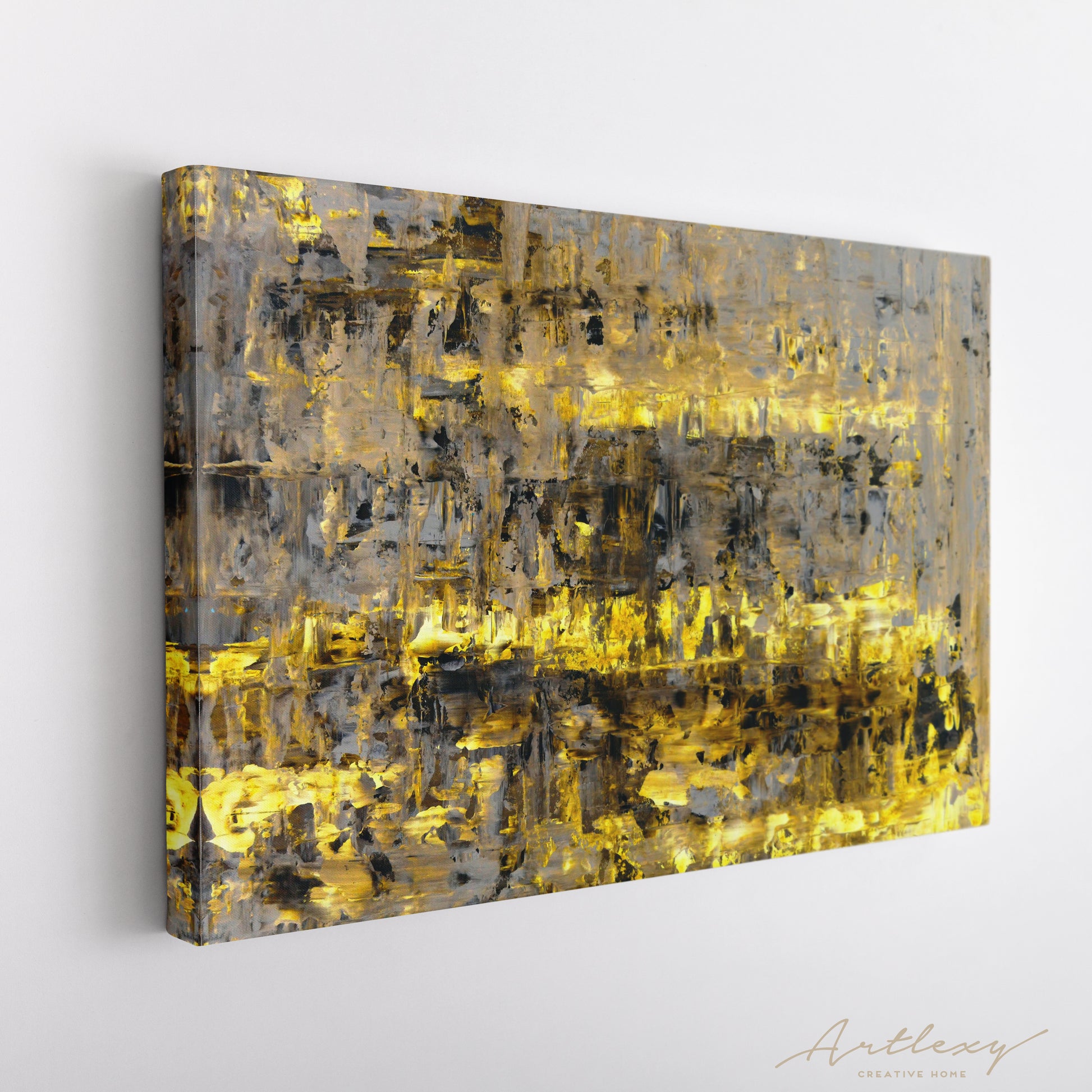 Bright Yellow Abstract Landscape Canvas Print ArtLexy   
