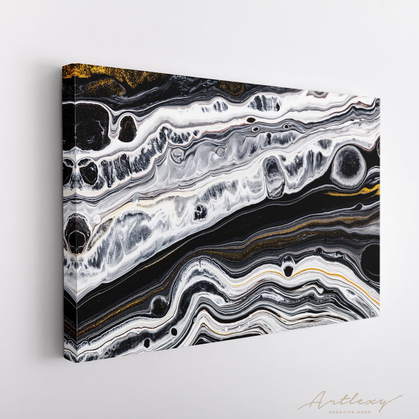 Abstract Black & White & Gold Marble Canvas Print ArtLexy   