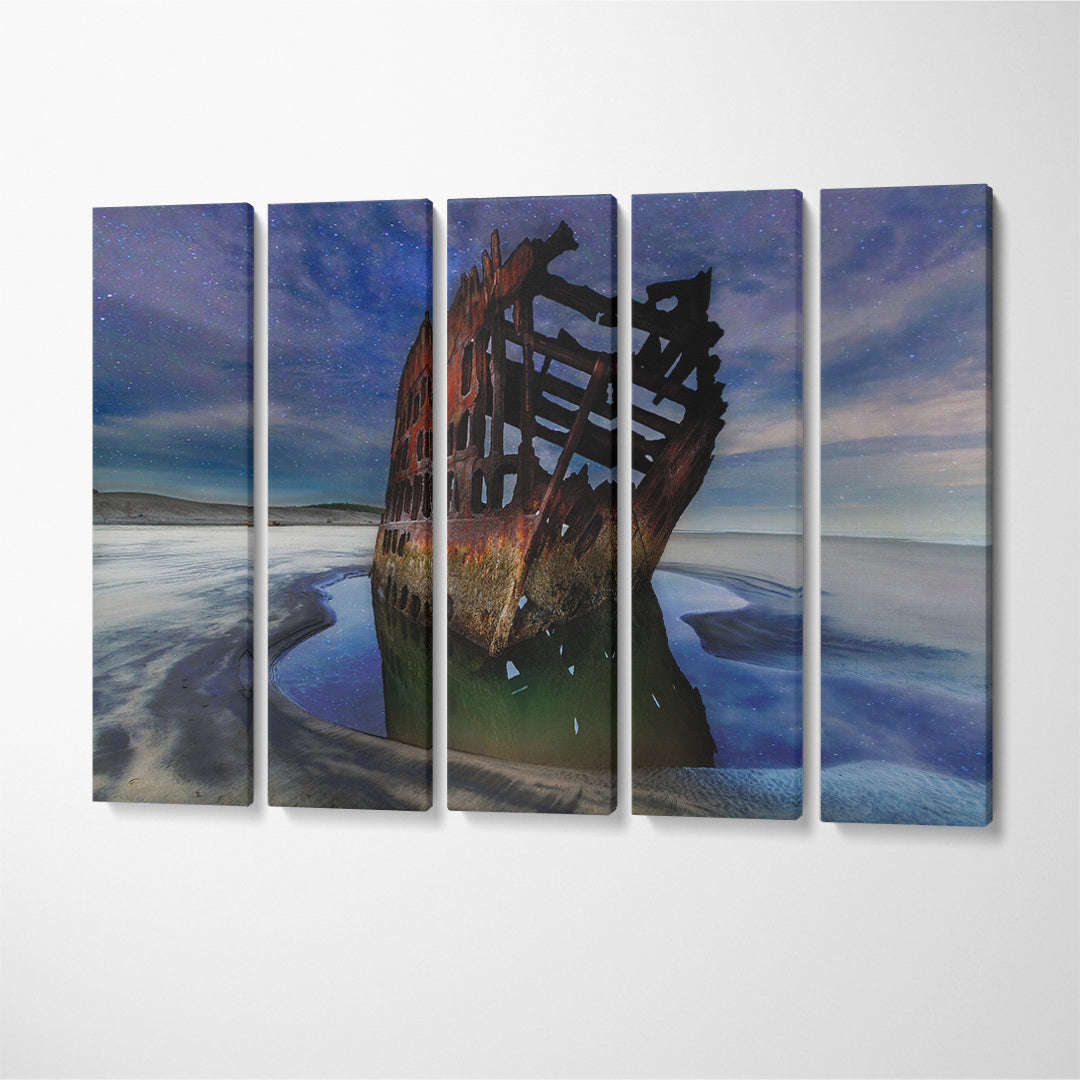 Peter Iredale Shipwreck Oregon Coast Canvas Print ArtLexy 5 Panels 36"x24" inches 