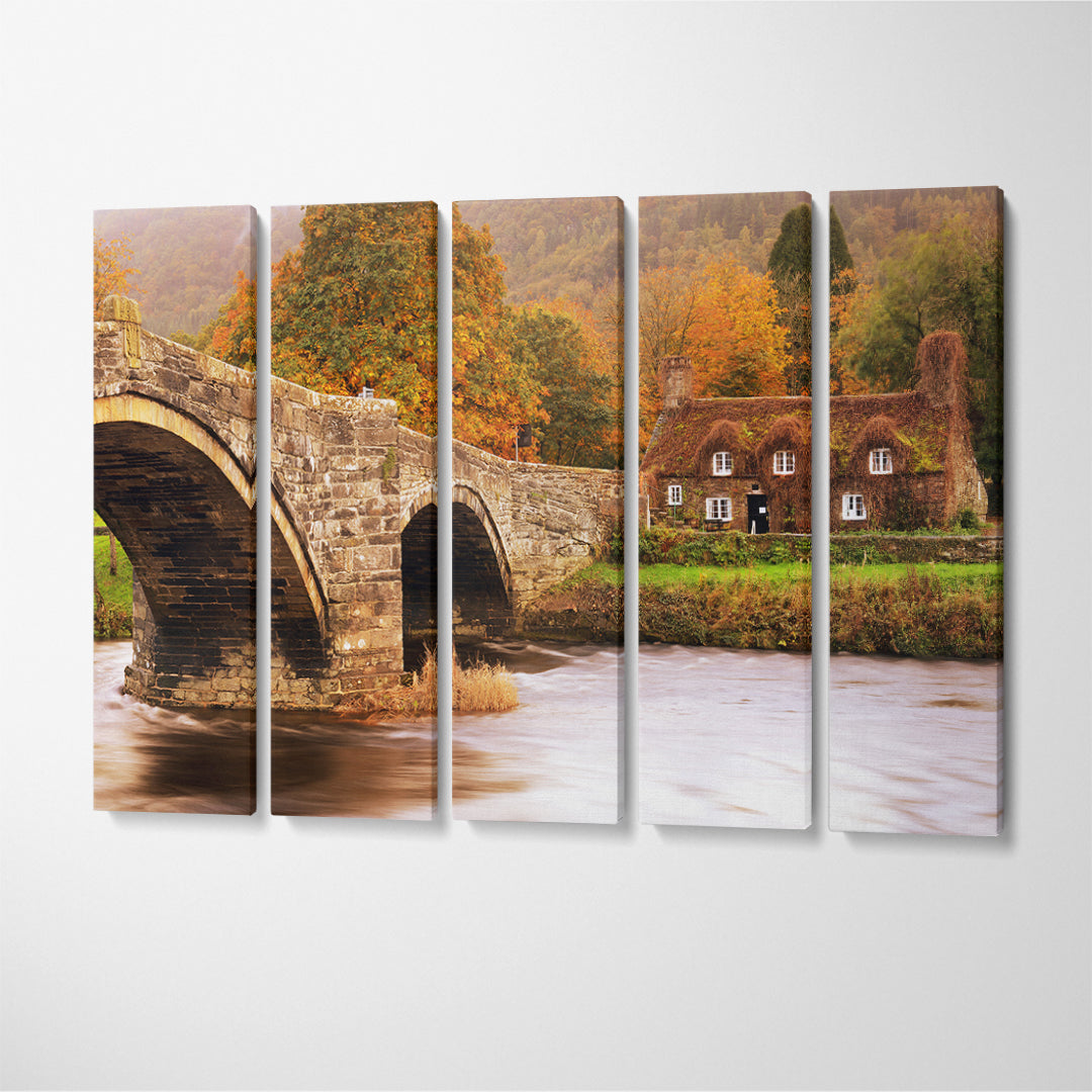 Autumn Llanrwst North Wales Canvas Print ArtLexy 5 Panels 36"x24" inches 