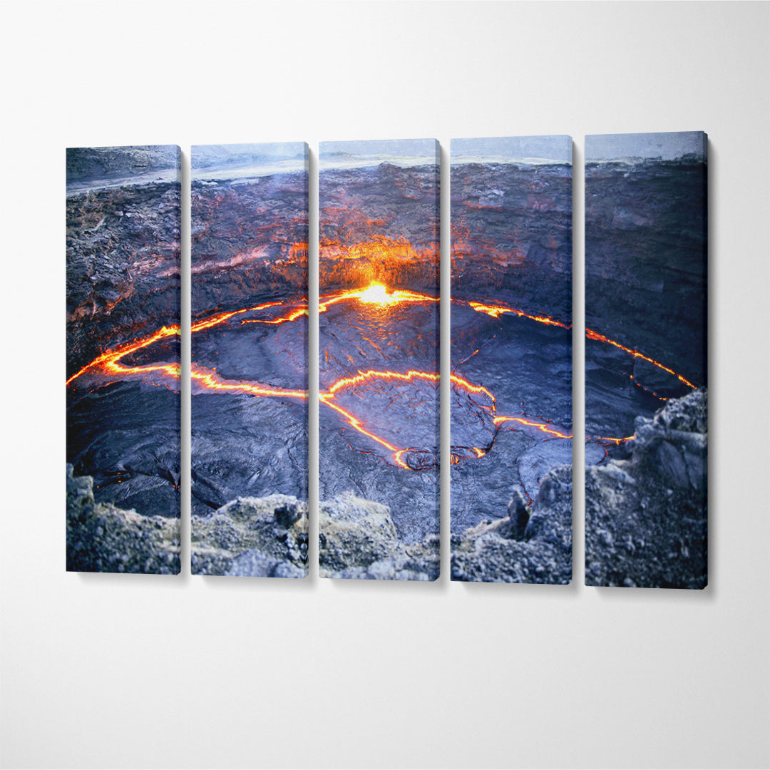 Erta Ale Volcano Ethiopia Canvas Print ArtLexy 5 Panels 36"x24" inches 