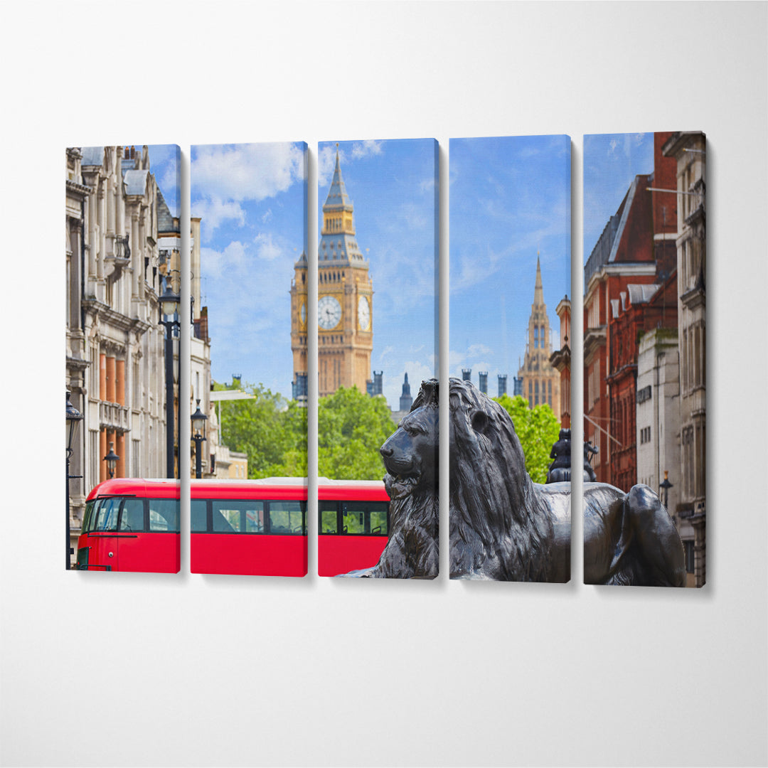 Trafalgar Square London Canvas Print ArtLexy 5 Panels 36"x24" inches 