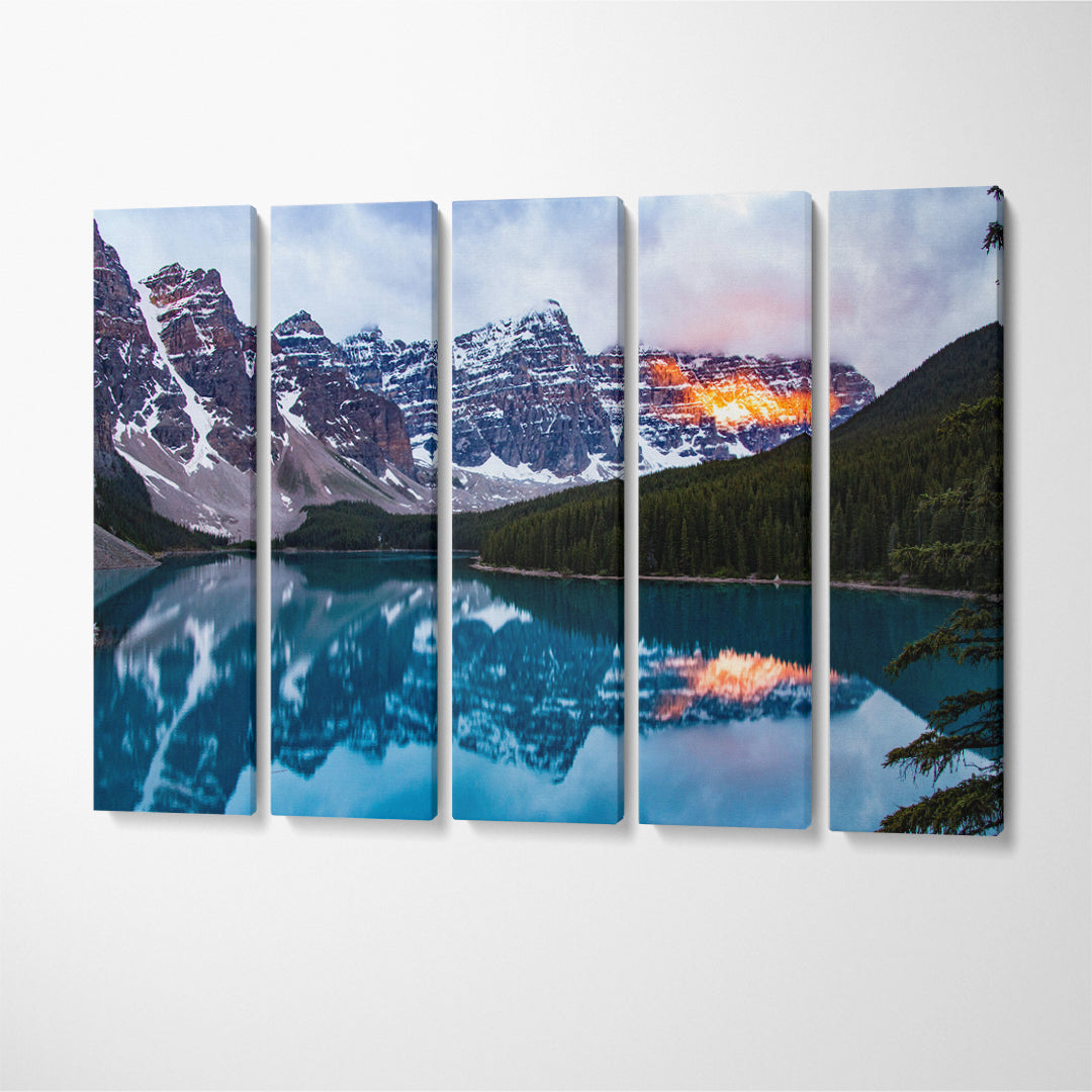 Moraine Lake at Sunrise in Banff National Park Canada Canvas Print ArtLexy 5 Panels 36"x24" inches 