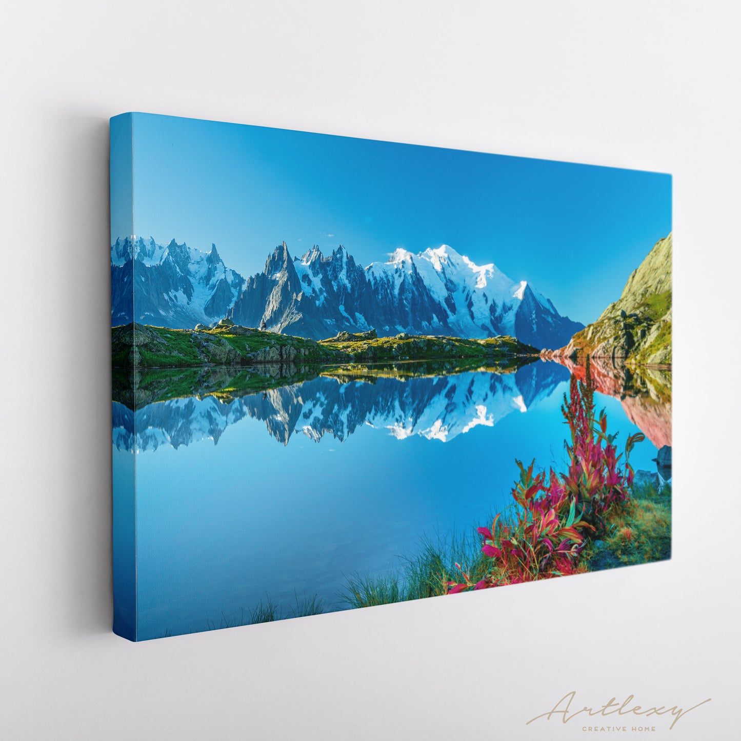 Lac Blanc Lake with Mont Blanc France Canvas Print ArtLexy   